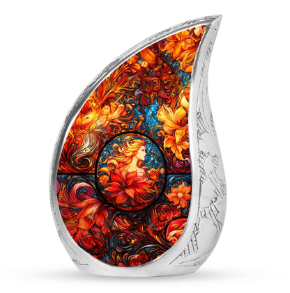 Glass Stained Glass Memorial Urn for Human Ashes - 10-inch, 200 cu in - Yatskia