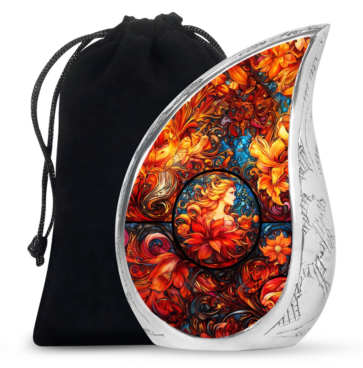Glass Stained Glass Memorial Urn for Human Ashes - 10-inch, 200 cu in - Yatskia