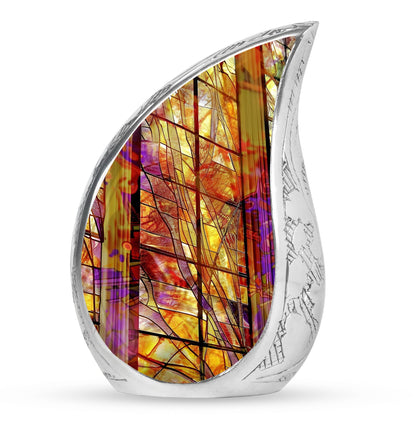Glass Stained Glass Cremation Urn for Human Ashes - 10-inch, 200 cu in - Yatskia