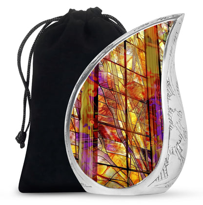 Glass Stained Glass Cremation Urn for Human Ashes - 10-inch, 200 cu in - Yatskia