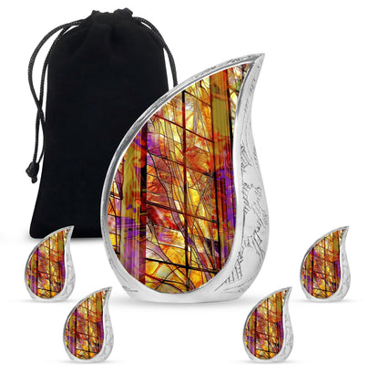 Glass Stained Glass Cremation Urn for Human Ashes - 10-inch, 200 cu in - Yatskia