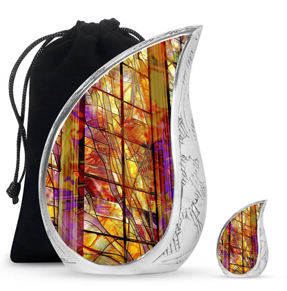 Glass Stained Glass Cremation Urn for Human Ashes - 10-inch, 200 cu in - Yatskia