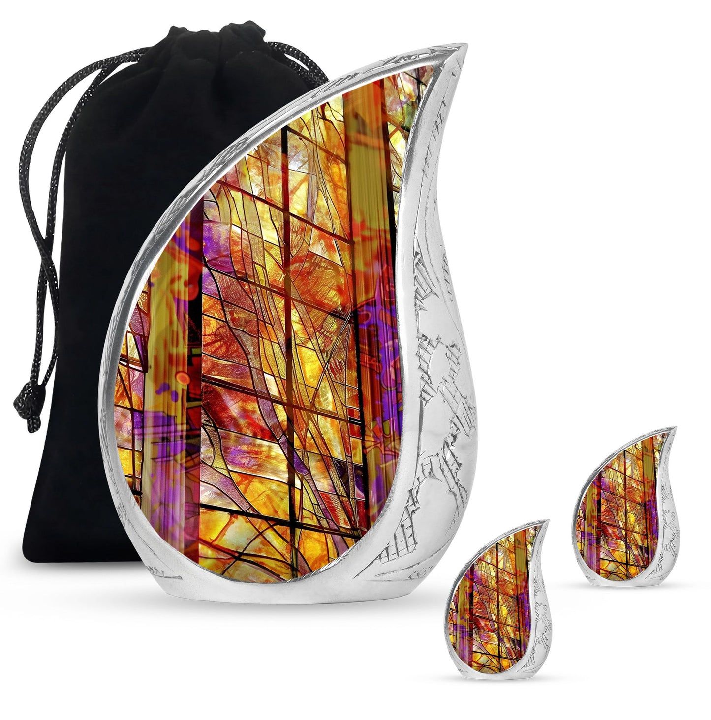 Glass Stained Glass Cremation Urn for Human Ashes - 10-inch, 200 cu in - Yatskia