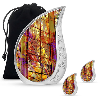 Glass Stained Glass Cremation Urn for Human Ashes - 10-inch, 200 cu in - Yatskia