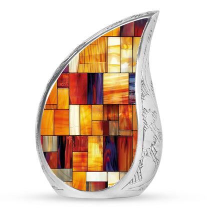Glass Stained Glass Cremation Urn for Human Ashes - 10-inch, 200 cu in - Yatskia