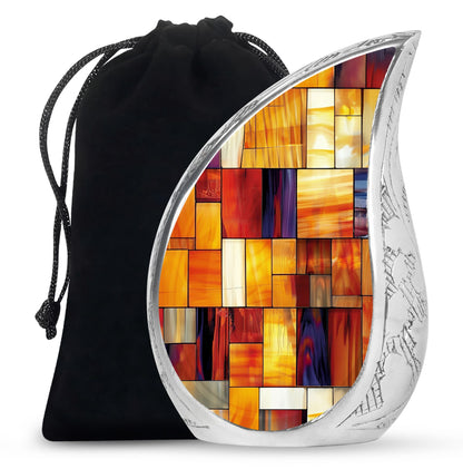 Glass Stained Glass Cremation Urn for Human Ashes - 10-inch, 200 cu in - Yatskia