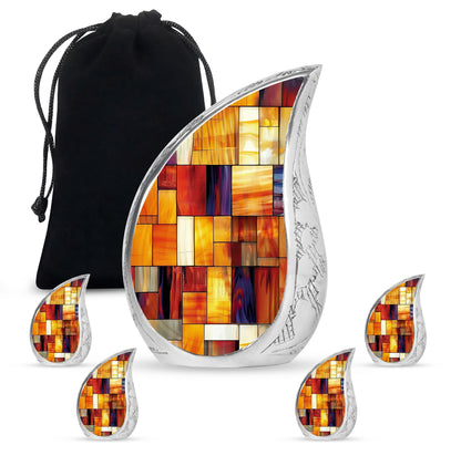 Glass Stained Glass Cremation Urn for Human Ashes - 10-inch, 200 cu in - Yatskia