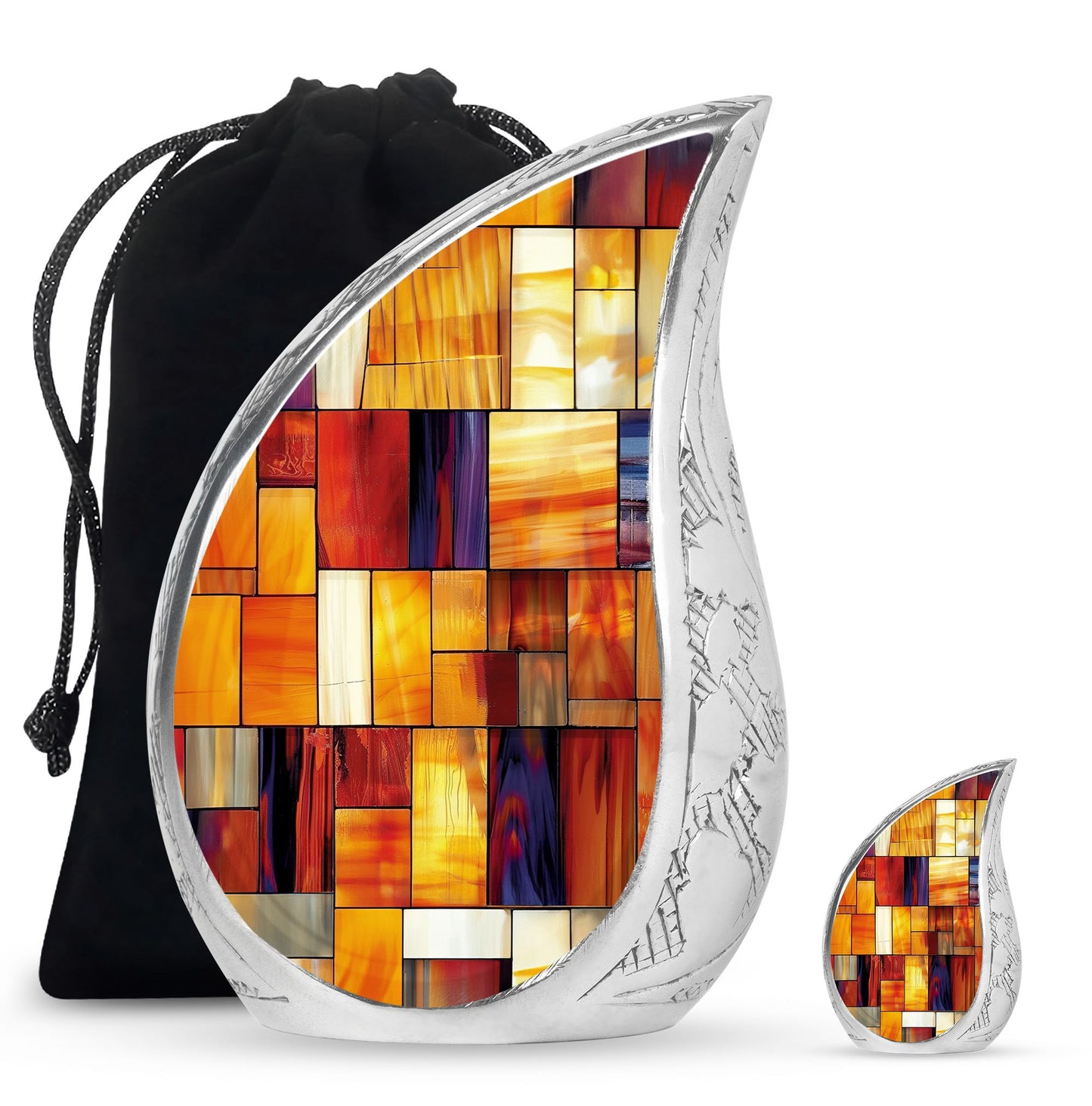 Glass Stained Glass Cremation Urn for Human Ashes - 10-inch, 200 cu in - Yatskia