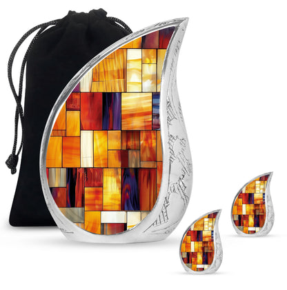 Glass Stained Glass Cremation Urn for Human Ashes - 10-inch, 200 cu in - Yatskia