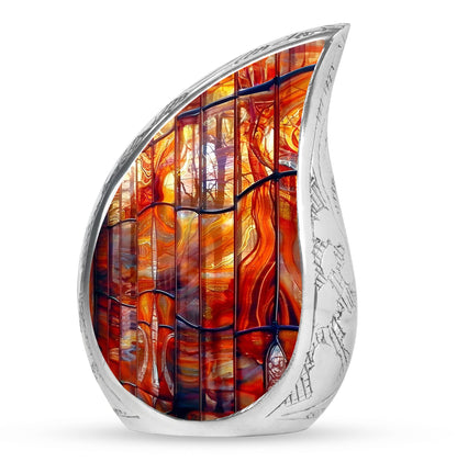 Glass Stained Glass Memorial Urn for Human Ashes - 10-inch, 200 cu in - Yatskia
