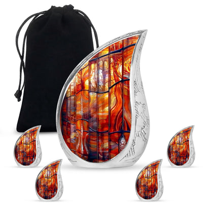 Glass Stained Glass Memorial Urn for Human Ashes - 10-inch, 200 cu in - Yatskia