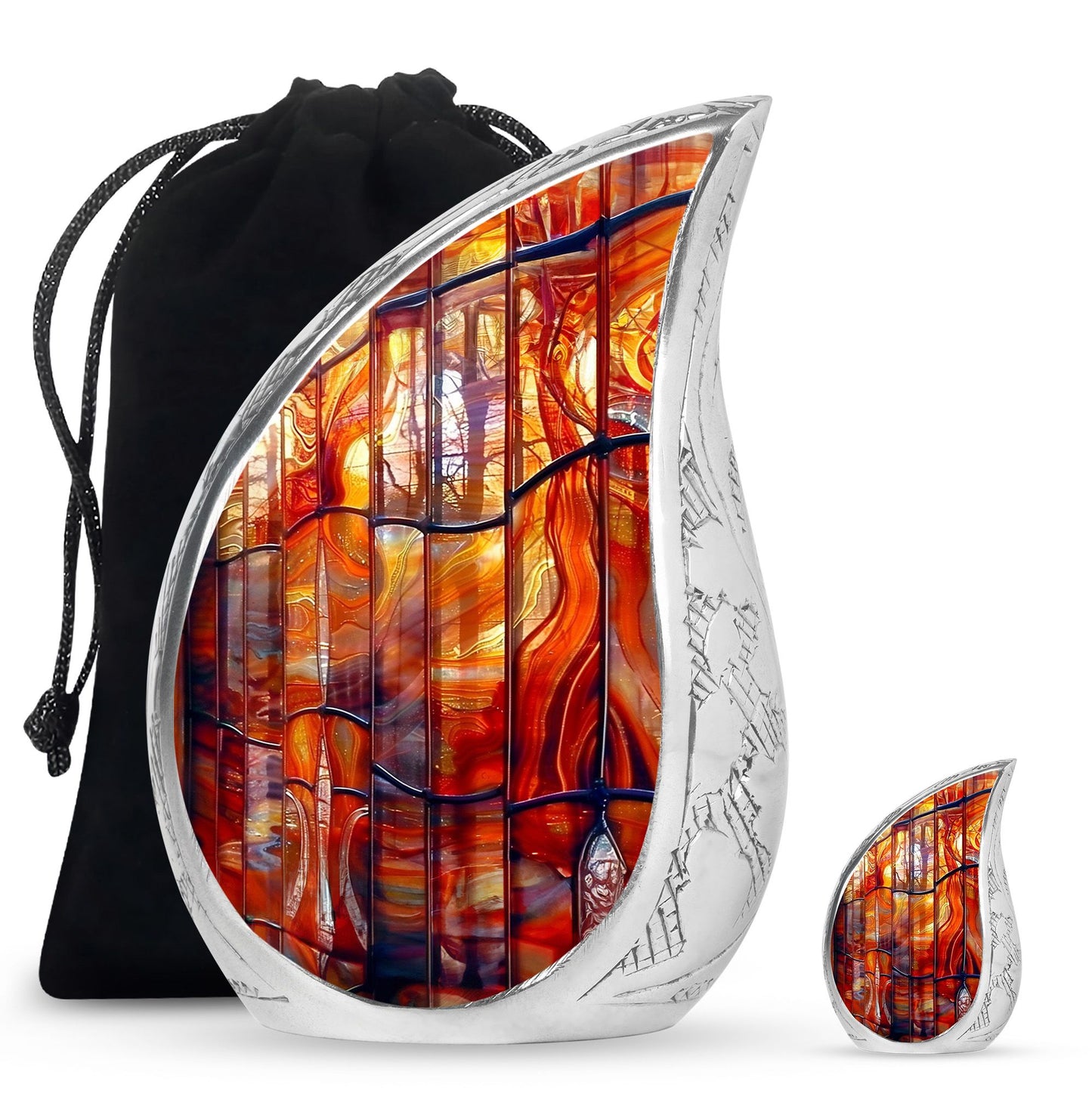 Glass Stained Glass Memorial Urn for Human Ashes - 10-inch, 200 cu in - Yatskia