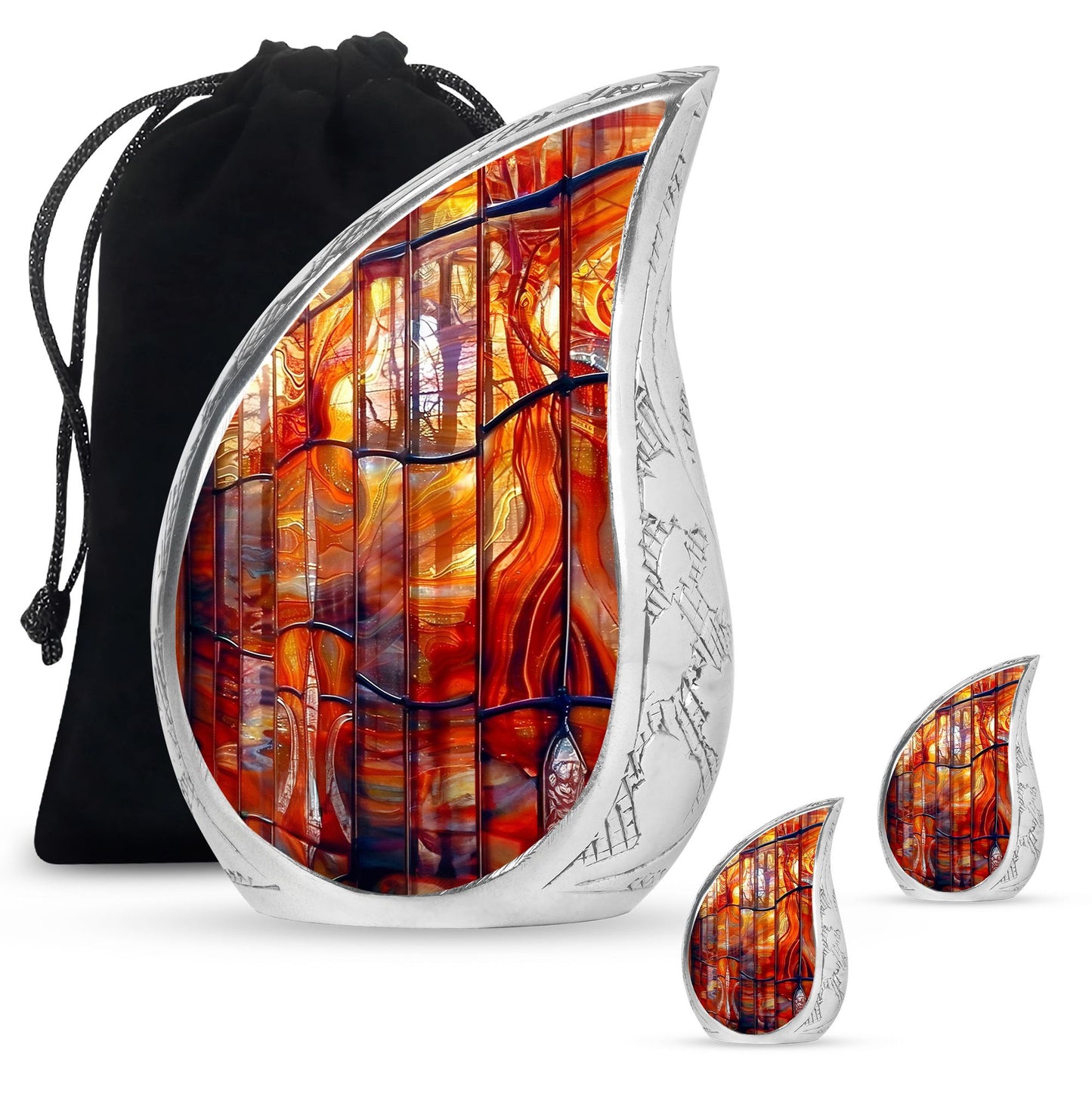Glass Stained Glass Memorial Urn for Human Ashes - 10-inch, 200 cu in - Yatskia