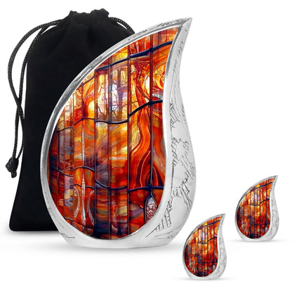 Glass Stained Glass Memorial Urn for Human Ashes - 10-inch, 200 cu in - Yatskia