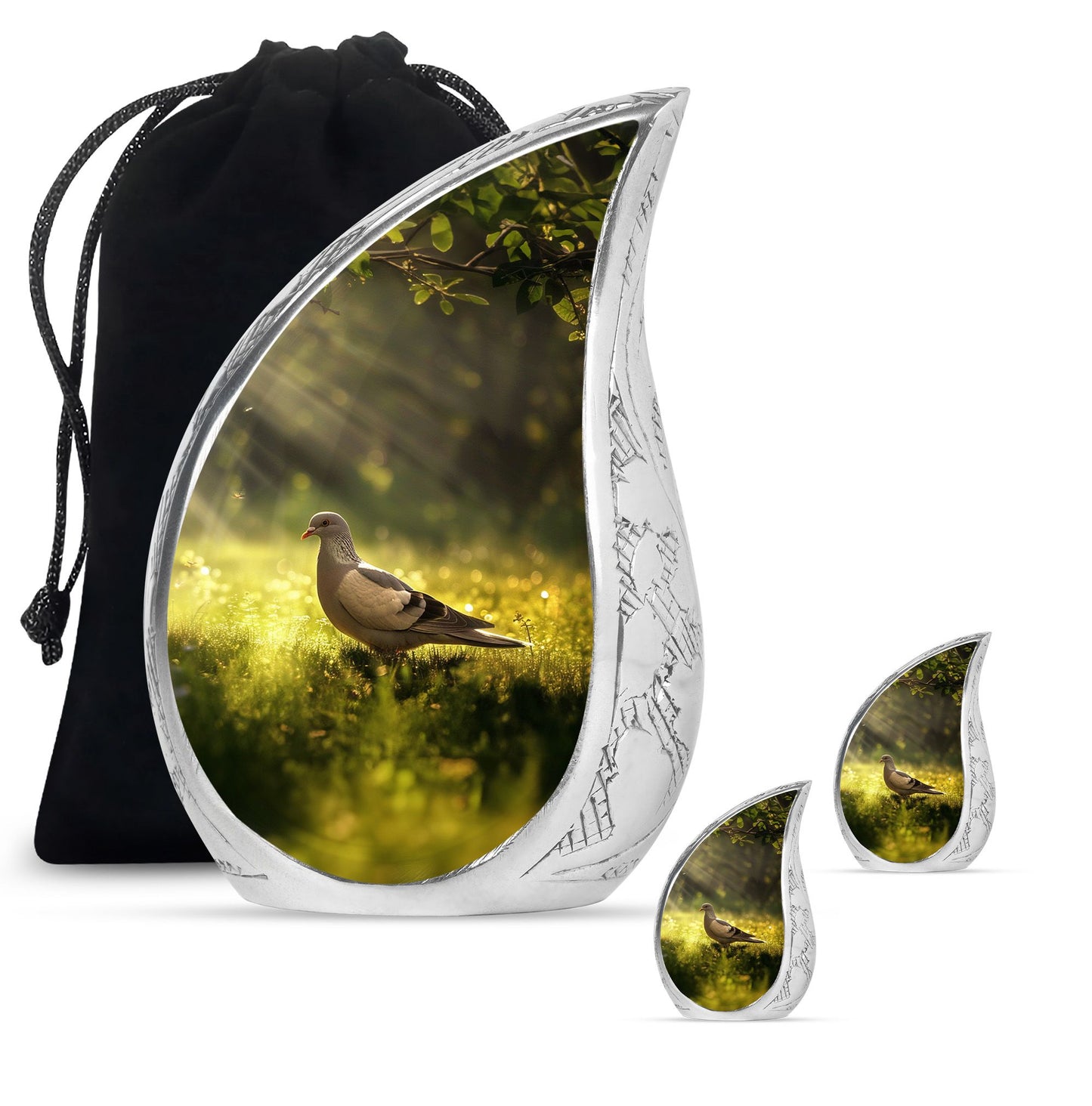 Personalized Dove Cremation Urn for Human Ashes - 3-inch, 200 cu in - Yatskia
