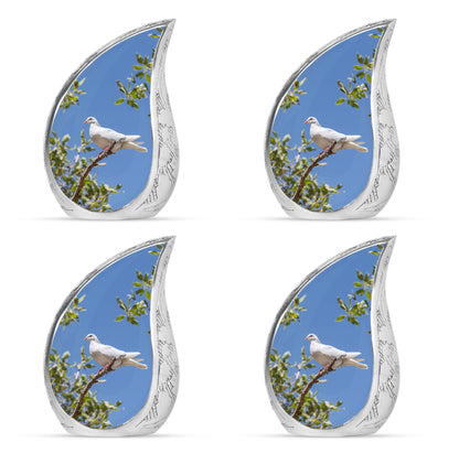 White Personalized Bird Keepsake Urn for Mom - 10-inch, 200 cu in - Yatskia