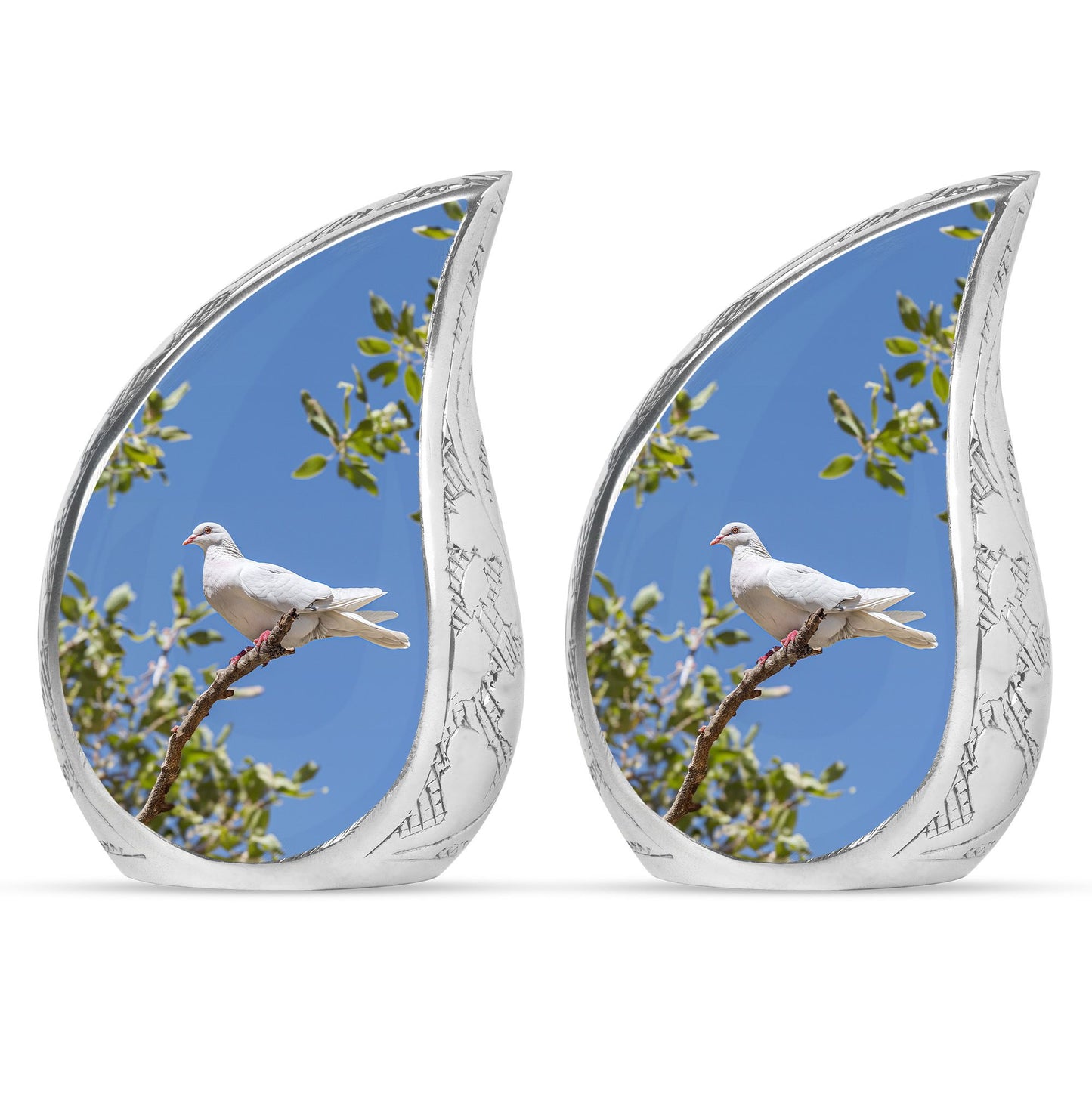 White Personalized Bird Keepsake Urn for Mom - 10-inch, 200 cu in - Yatskia