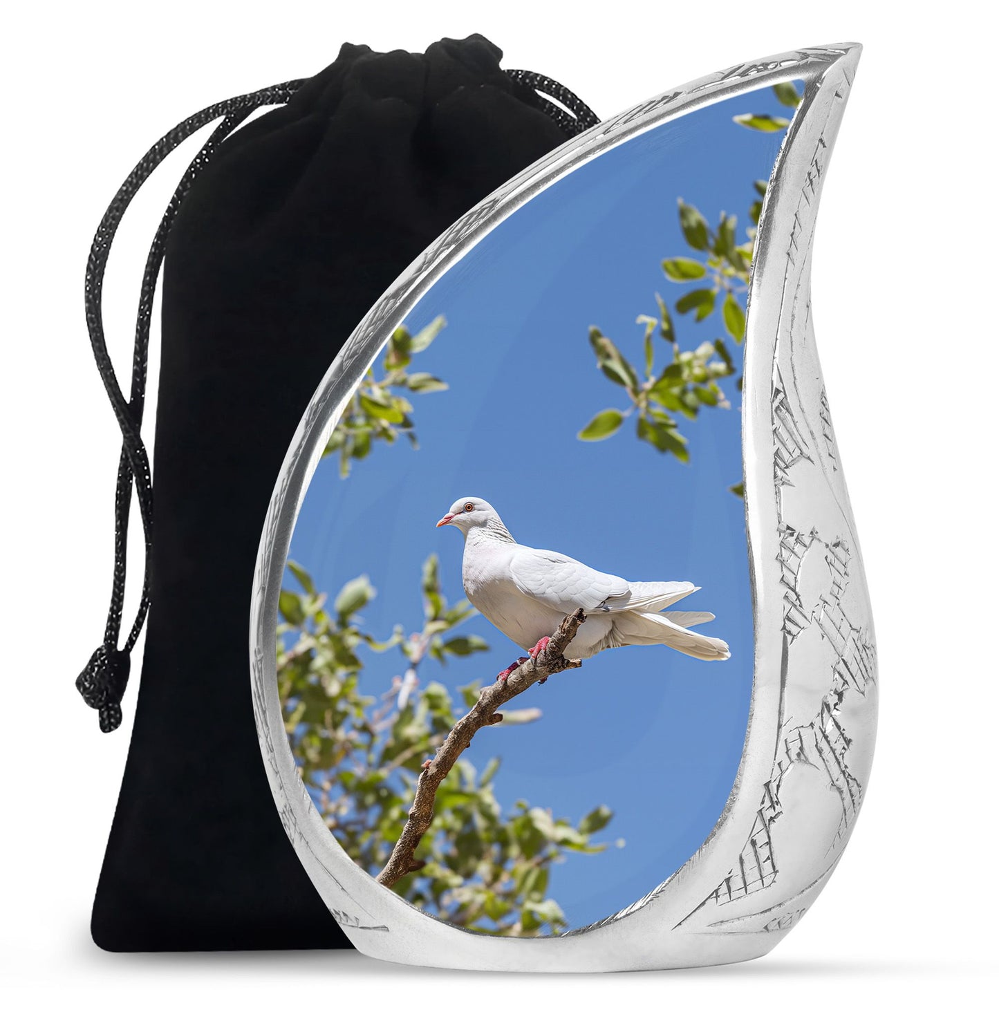 White Personalized Bird Keepsake Urn for Mom - 10-inch, 200 cu in - Yatskia