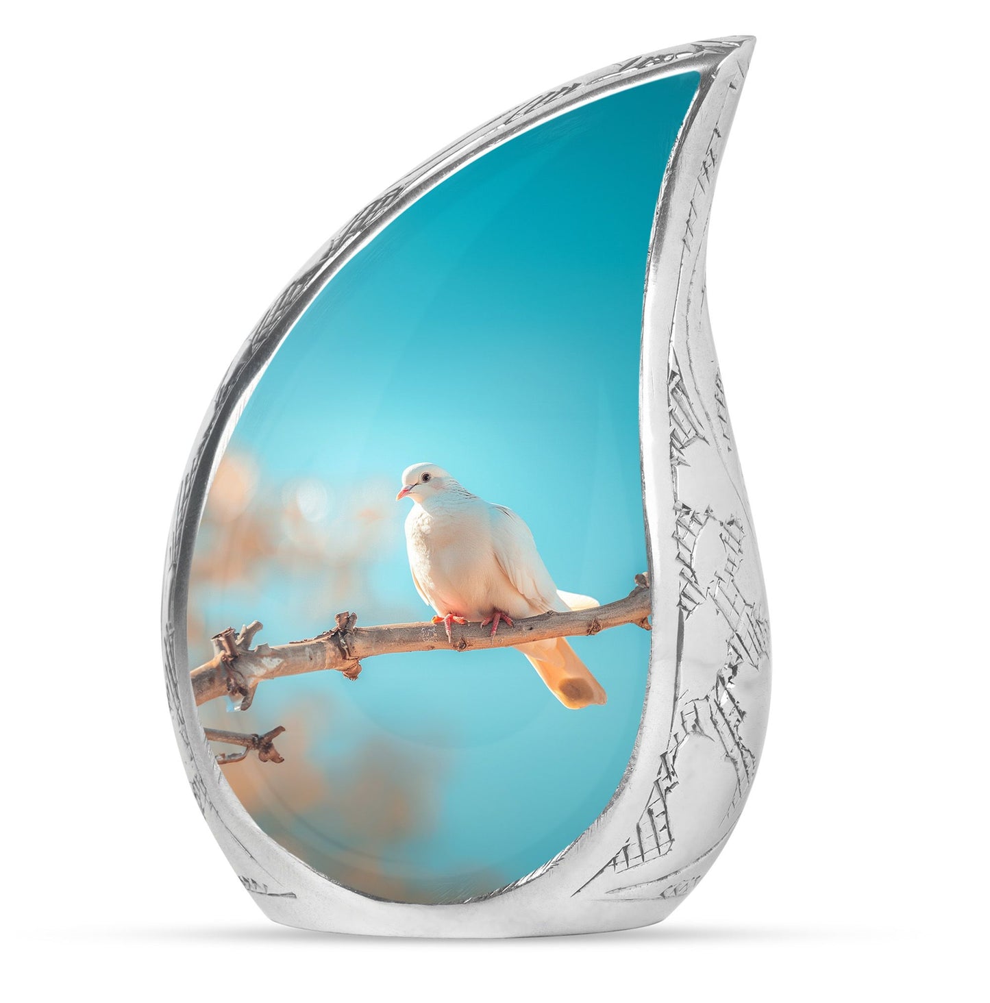 Blue Personalized Bird Cremation Urn for Men and Women - 10-inch, 200 cu in - Yatskia