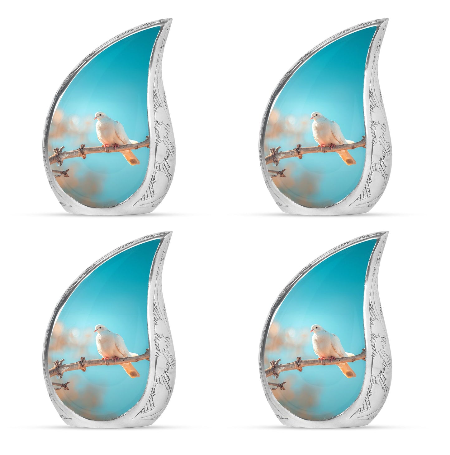 Blue Personalized Bird Cremation Urn for Men and Women - 10-inch, 200 cu in - Yatskia