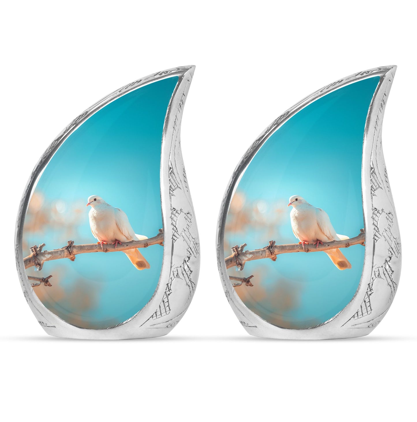 Blue Personalized Bird Cremation Urn for Men and Women - 10-inch, 200 cu in - Yatskia