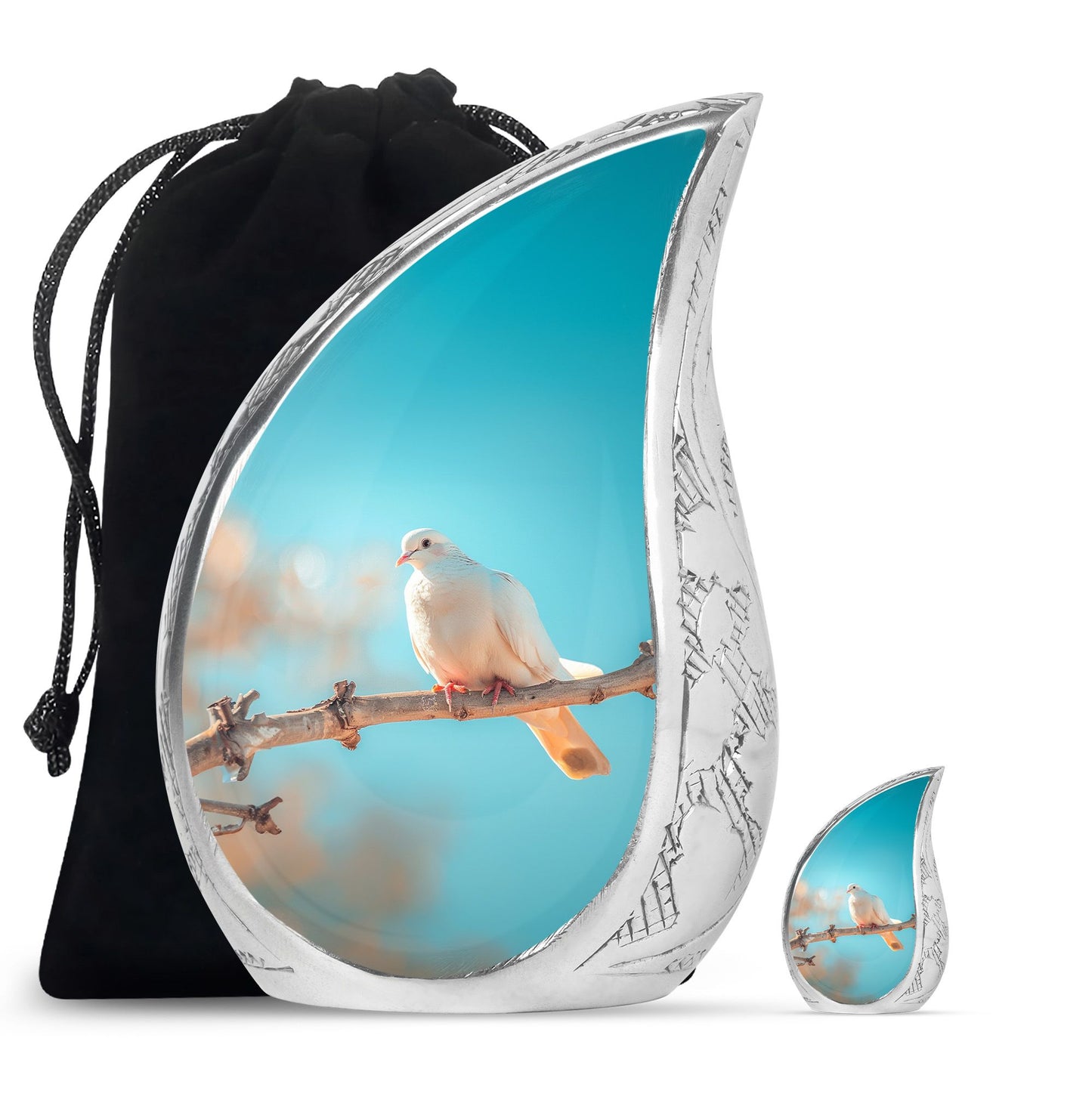 Blue Personalized Bird Cremation Urn for Men and Women - 10-inch, 200 cu in - Yatskia