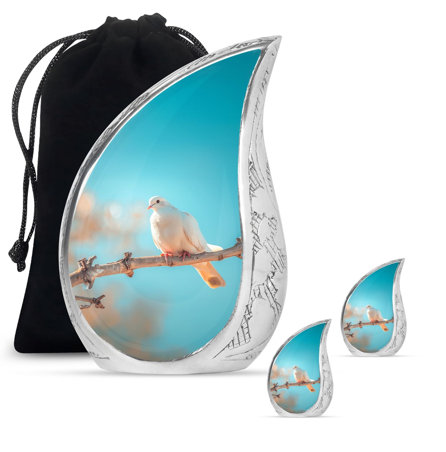 Blue Personalized Bird Cremation Urn for Men and Women - 10-inch, 200 cu in - Yatskia