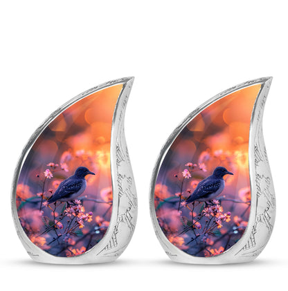 Pink Personalized Bird Cremation Urn for Human Ashes - 10-inch, 200 cu in - Yatskia