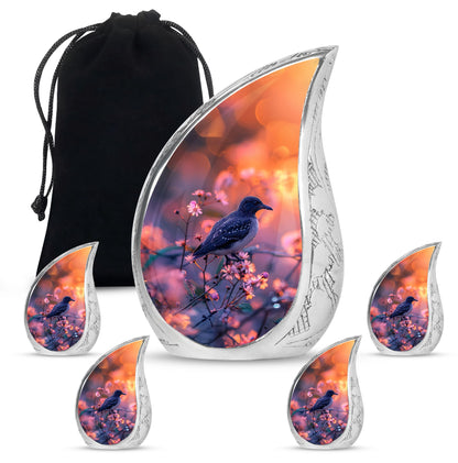 Pink Personalized Bird Cremation Urn for Human Ashes - 10-inch, 200 cu in - Yatskia