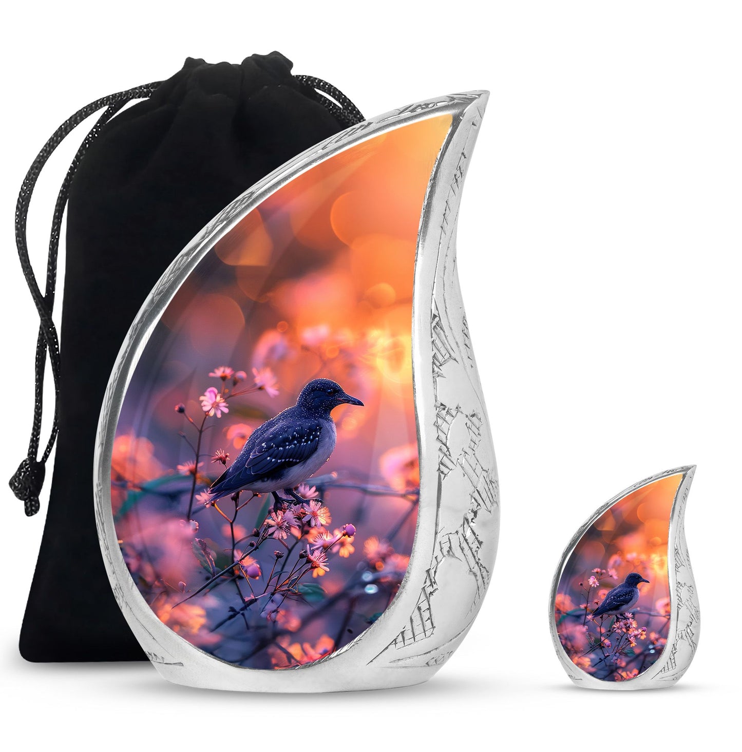 Pink Personalized Bird Cremation Urn for Human Ashes - 10-inch, 200 cu in - Yatskia