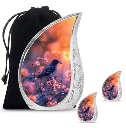 Pink Personalized Bird Cremation Urn for Human Ashes - 10-inch, 200 cu in - Yatskia