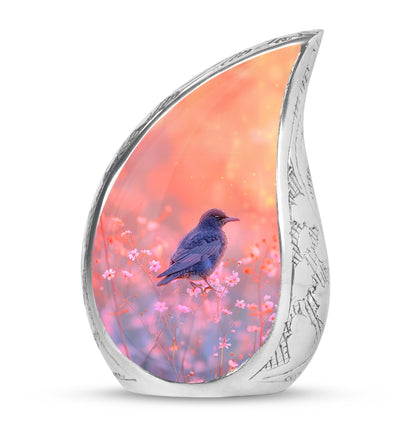 Pink Personalized Bird Cremation Urn for Women - 10-inch, 200 cu in - Yatskia