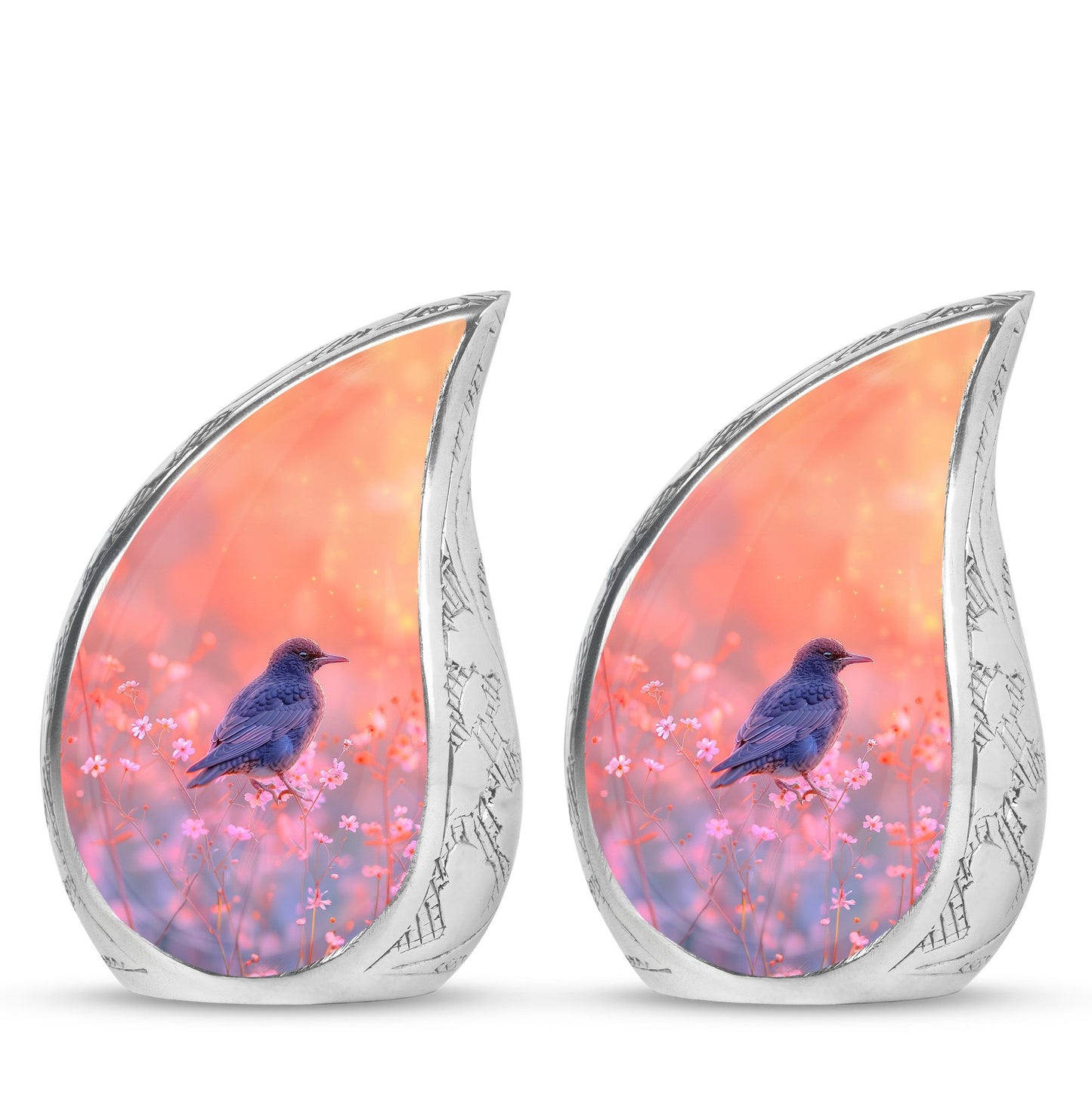 Pink Personalized Bird Cremation Urn for Women - 10-inch, 200 cu in - Yatskia