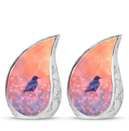 Pink Personalized Bird Cremation Urn for Women - 10-inch, 200 cu in - Yatskia
