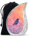 Solitary Bird Memorial Ashes Urn For Women - Pink Cremation Urn For Female