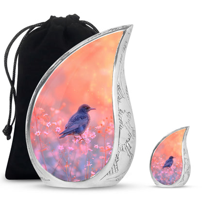 Pink Personalized Bird Cremation Urn for Women - 10-inch, 200 cu in - Yatskia