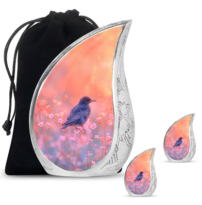 Pink Personalized Bird Cremation Urn for Women - 10-inch, 200 cu in - Yatskia