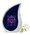 Artistic Lion Cremation Urn For Human Ashes - Neon Lion Art Urn For Men