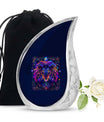 Artistic Lion Cremation Urn For Human Ashes - Neon Lion Art Urn For Men