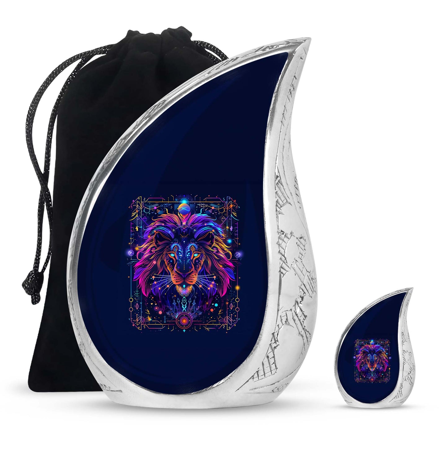 Personalized Lion Cremation Urn for Men - 10-inch, 200 cu in - Yatskia
