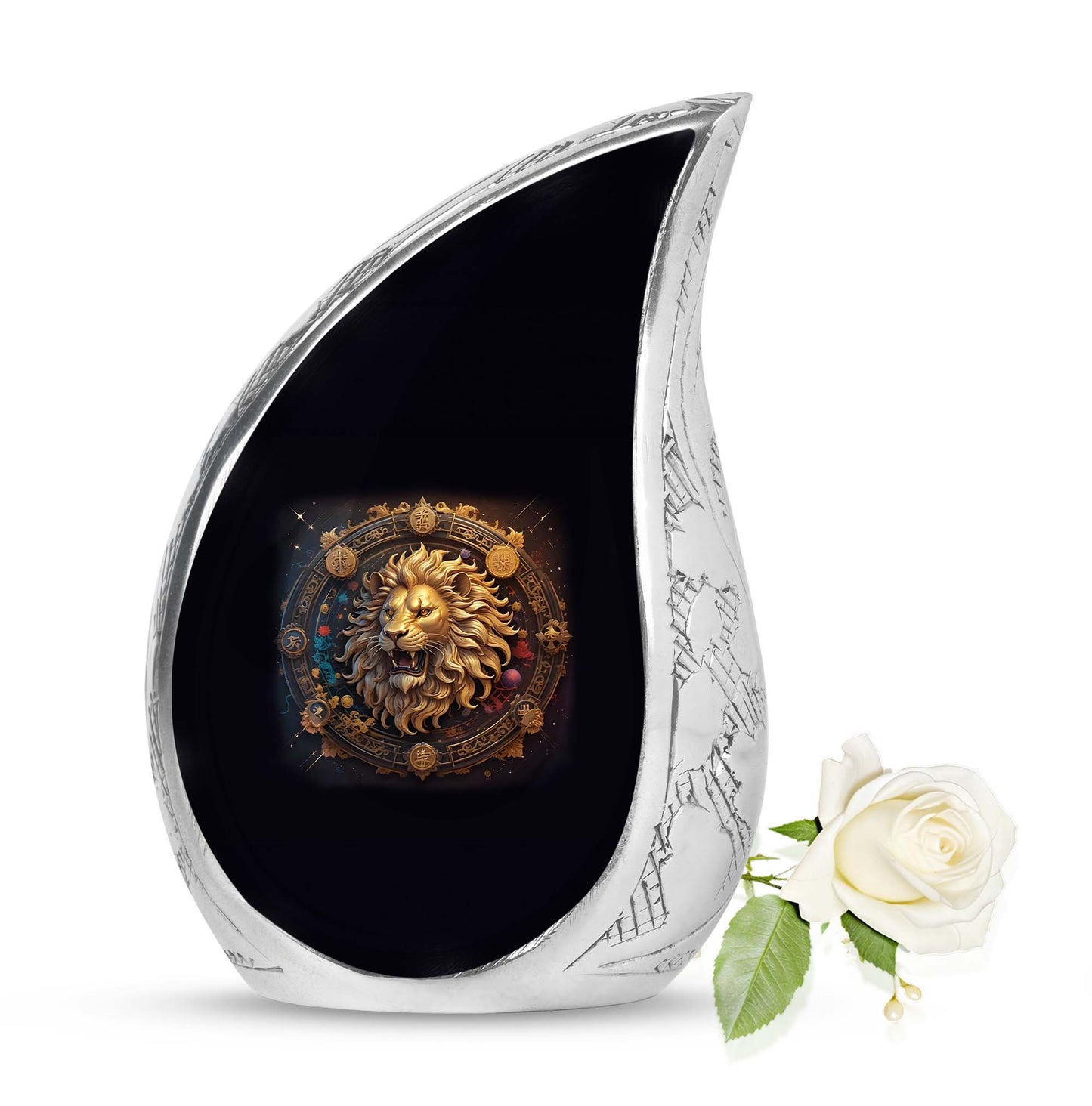 Personalized Lion Cremation Urn for Men - 10-inch, 200 cu in - Yatskia