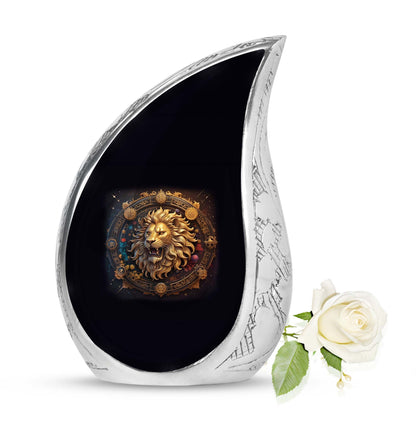 Personalized Lion Cremation Urn for Men - 10-inch, 200 cu in - Yatskia