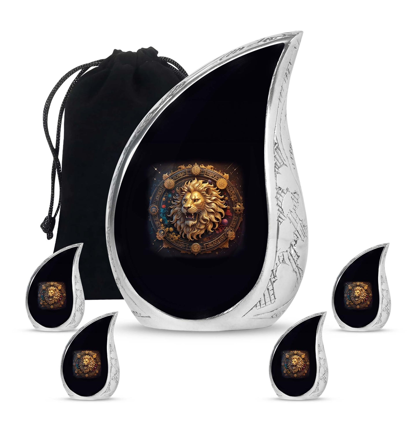 Personalized Lion Cremation Urn for Men - 10-inch, 200 cu in - Yatskia
