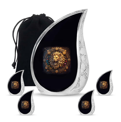 Personalized Lion Cremation Urn for Men - 10-inch, 200 cu in - Yatskia