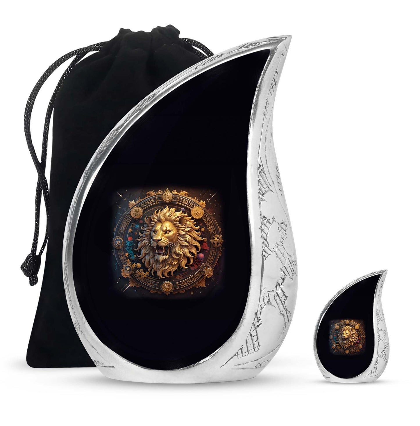 Personalized Lion Cremation Urn for Men - 10-inch, 200 cu in - Yatskia