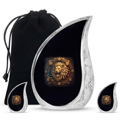 Personalized Lion Cremation Urn for Men - 10-inch, 200 cu in - Yatskia