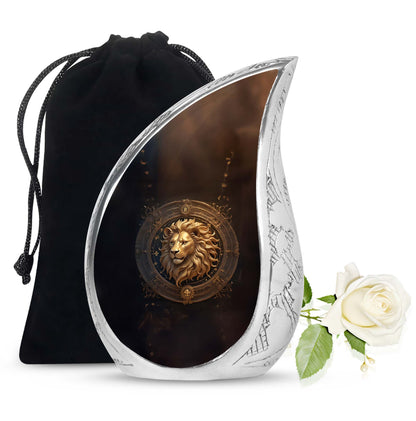 Personalized Lion Memorial Urn for Human Ashes - 10-inch, 200 cu in - Yatskia