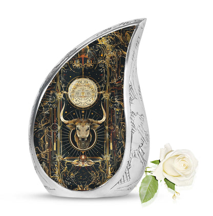Personalized Zodiac Cremation Urn for Human Ashes - 10-inch, 200 cu in - Yatskia
