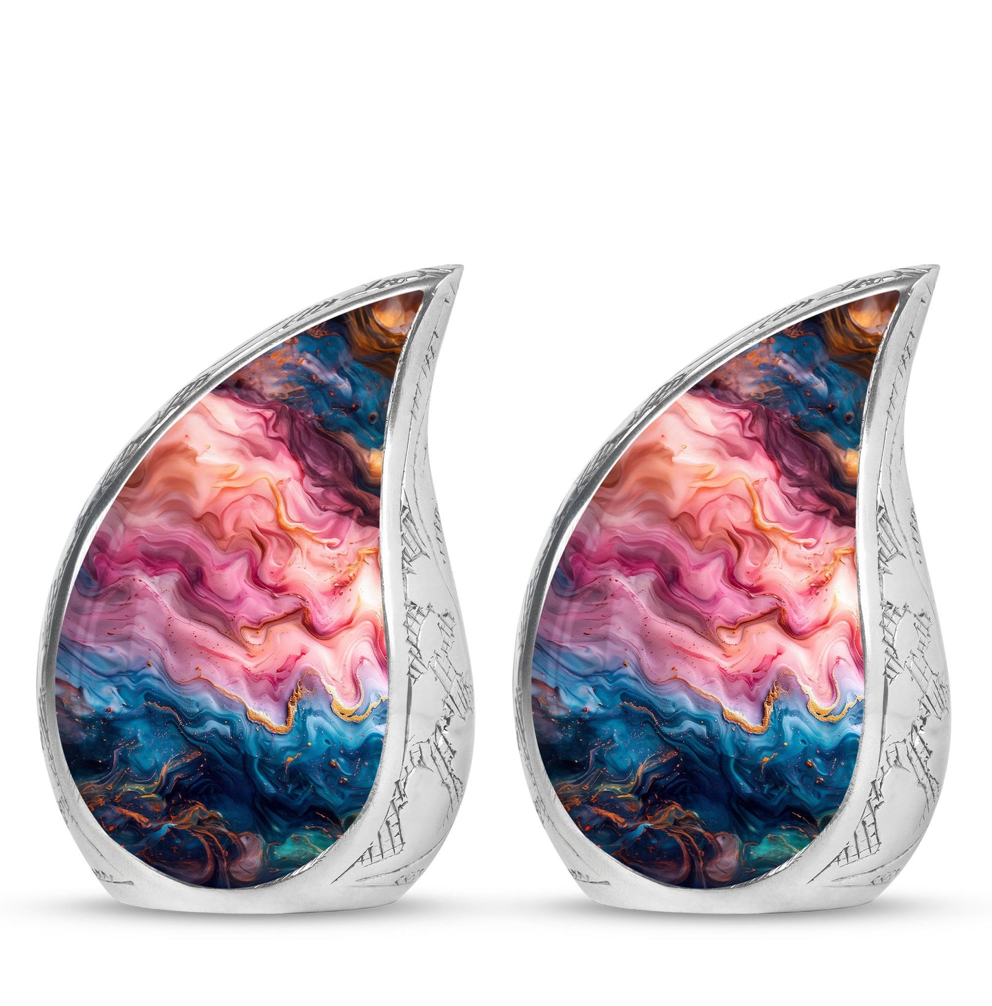 Pink Personalized Marble Cremation Urn for Adult Male - 10-inch, 200 cu in - Yatskia