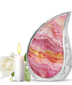 Pink Marble Swirl Cremation Urn for Adult Ashes - Abstract Memorial Keepsakes